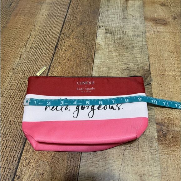 Clinique x Kate Spade Makeup Bag "Hello Gorgeous" Red White Pink New 2023 - Picture 5 of 6